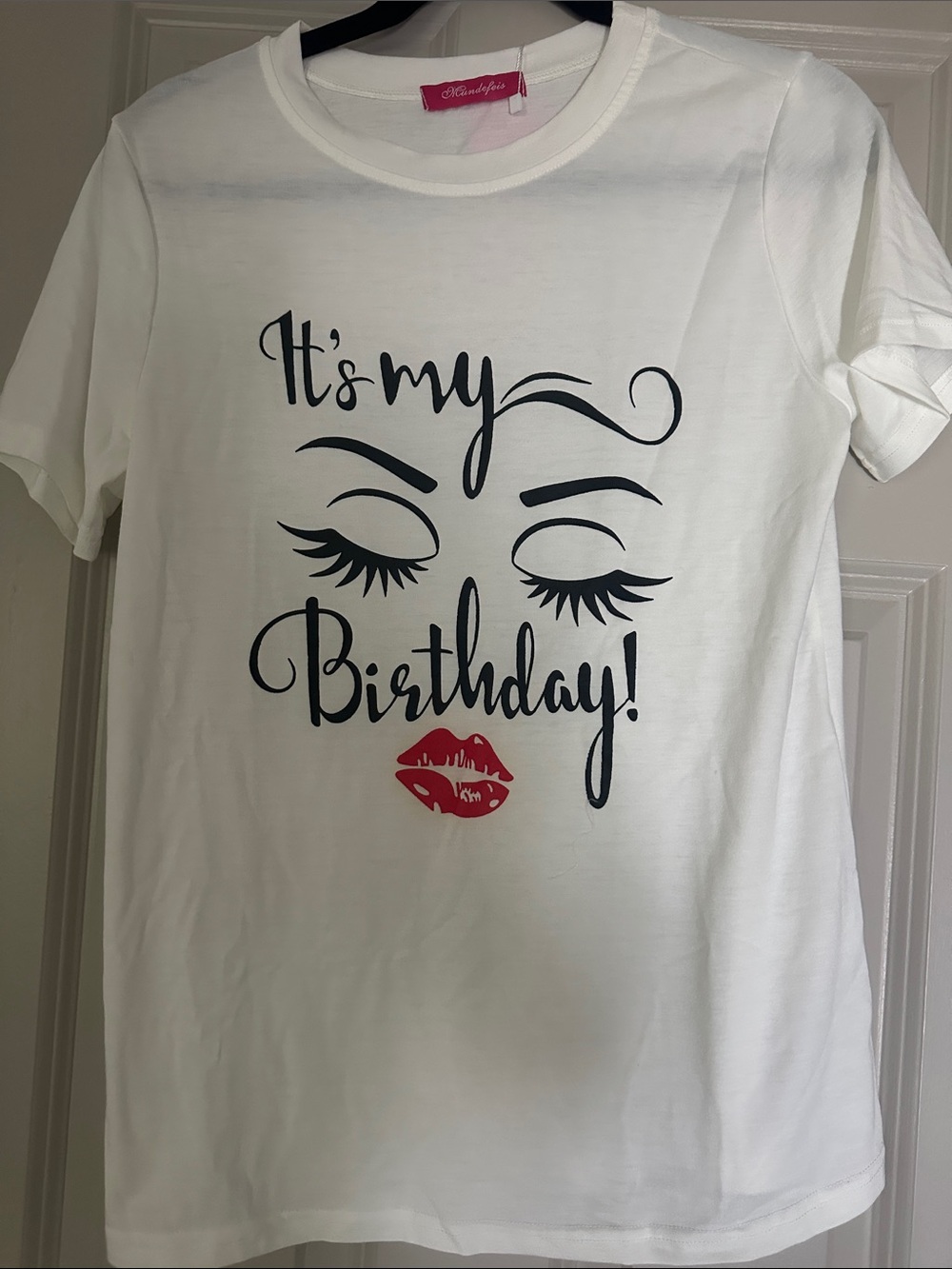 It's My Birthday! Graphic Tee - White with Black & Red Print